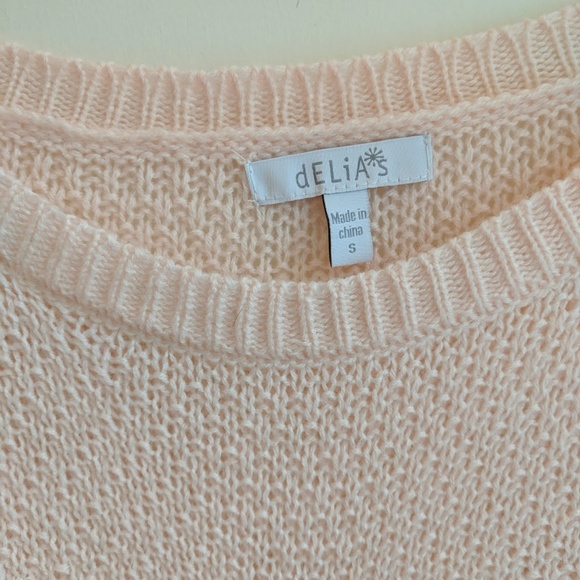 [Delias] Pinky Peach Knit Sweater with Crochet - Picture 3 of 6